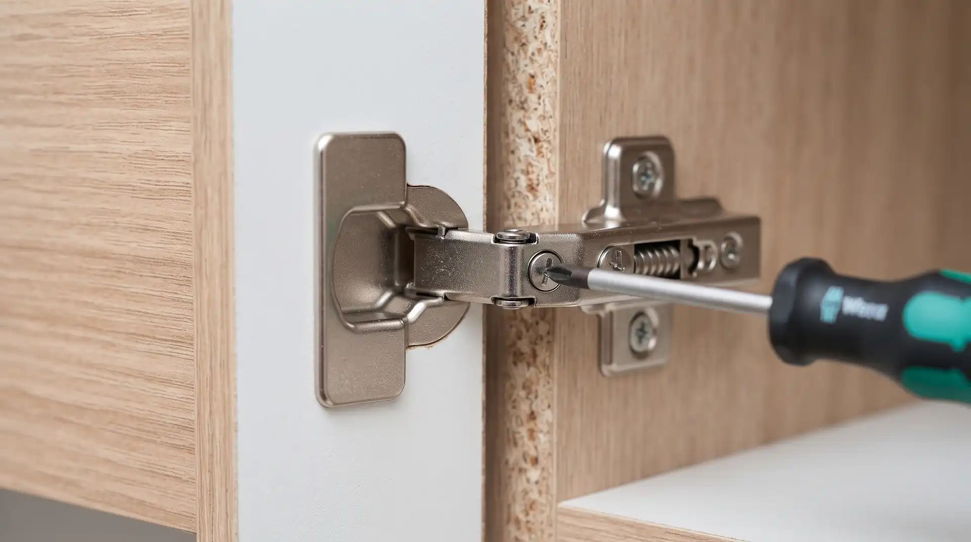 How to Adjust a Kitchen Cupboard Door